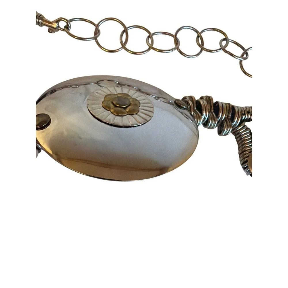 Artsy Silver Black Mixed Metal Flower‎ Statement Belt Med Made in Korea
